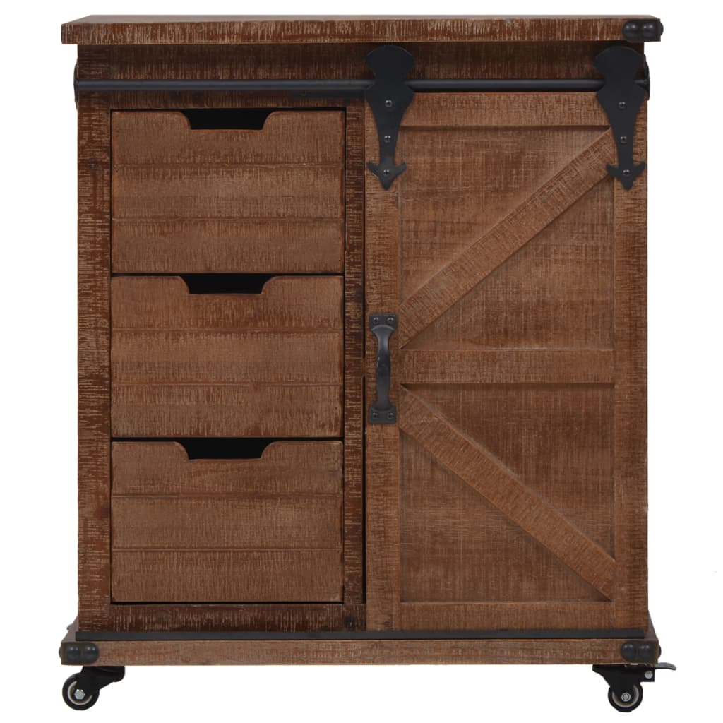 Storage Cabinet Solid Fir Wood 64X33.5X75 Cm Brown