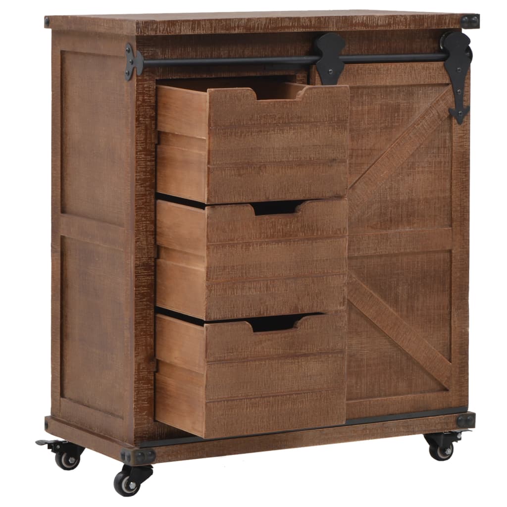 Storage Cabinet Solid Fir Wood 64X33.5X75 Cm Brown