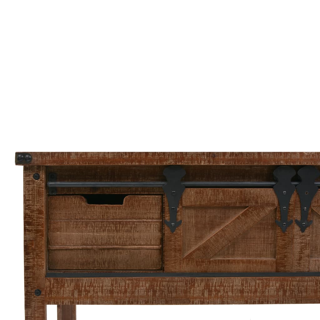 Console Table Solid Fir Wood 131X35.5X75 Cm Brown