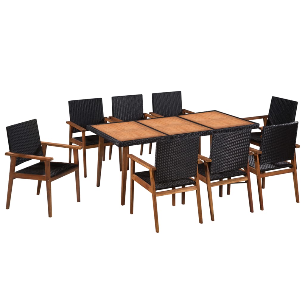 7 Piece Outdoor Dining Set Poly Rattan Black And Brown