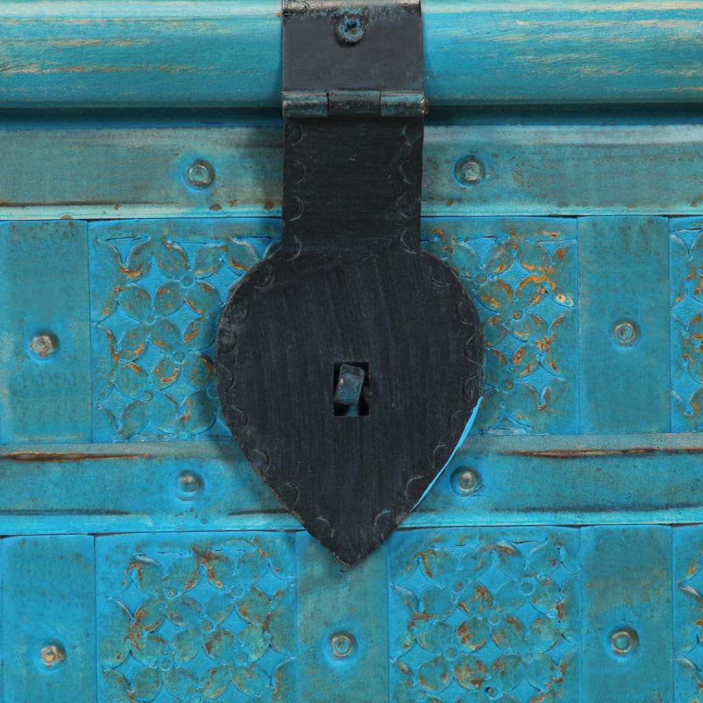 Storage Chest Solid Mango Wood Blue 100X40X41 Cm