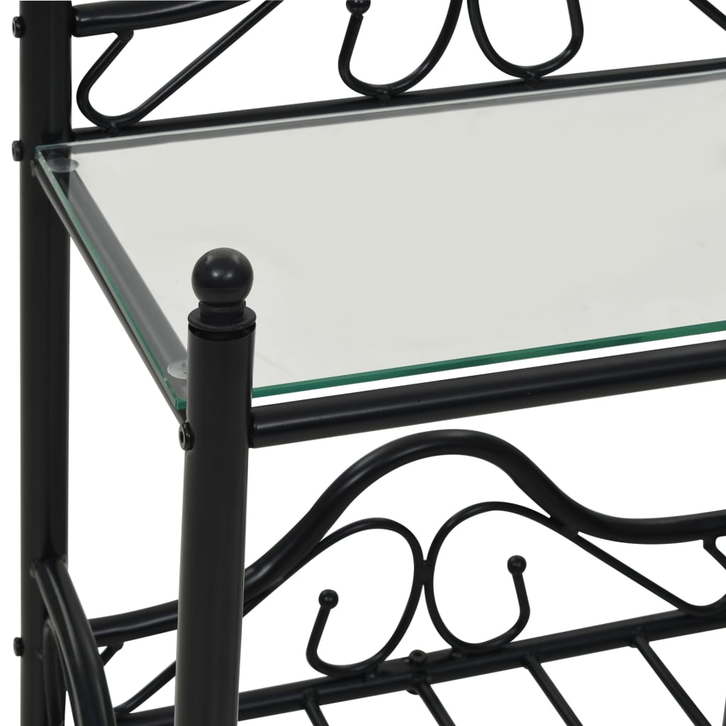 Bedside Table Steel And Tempered Glass 45X30.5X60 Cm
