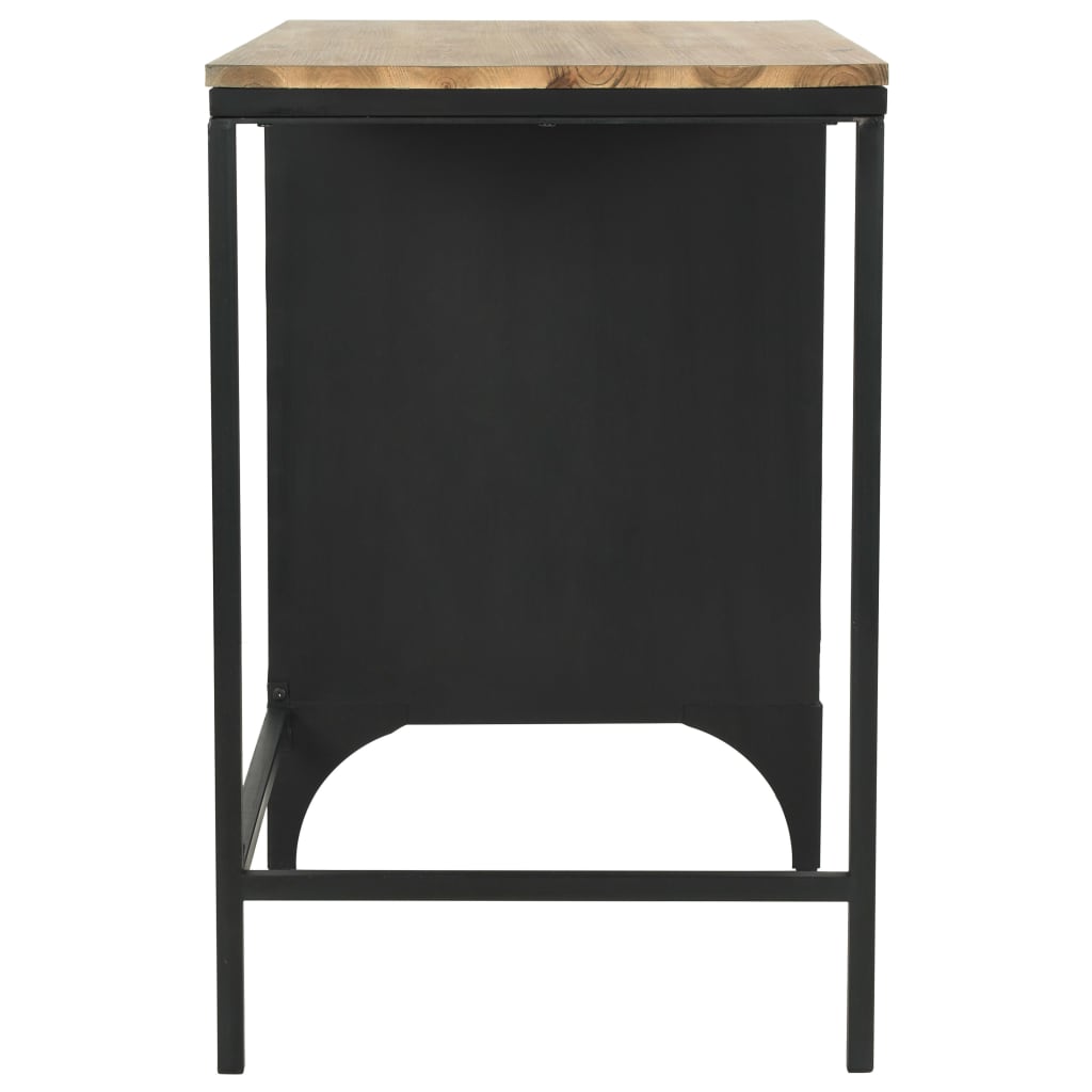 Single Pedestal Desk Solid Firwood And Steel 100X50X76 Cm