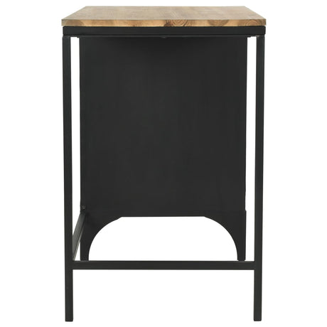 Single Pedestal Desk Solid Firwood And Steel 100X50X76 Cm