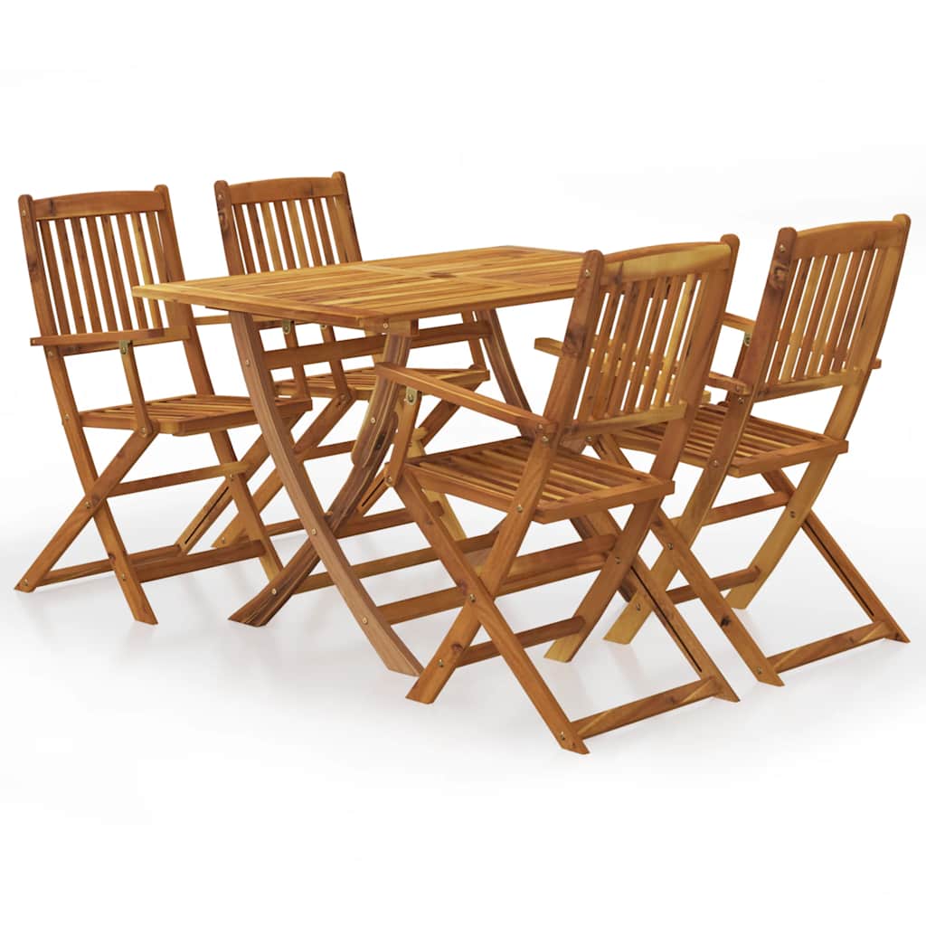 7 Piece Folding Outdoor Dining Set Solid Acacia Wood