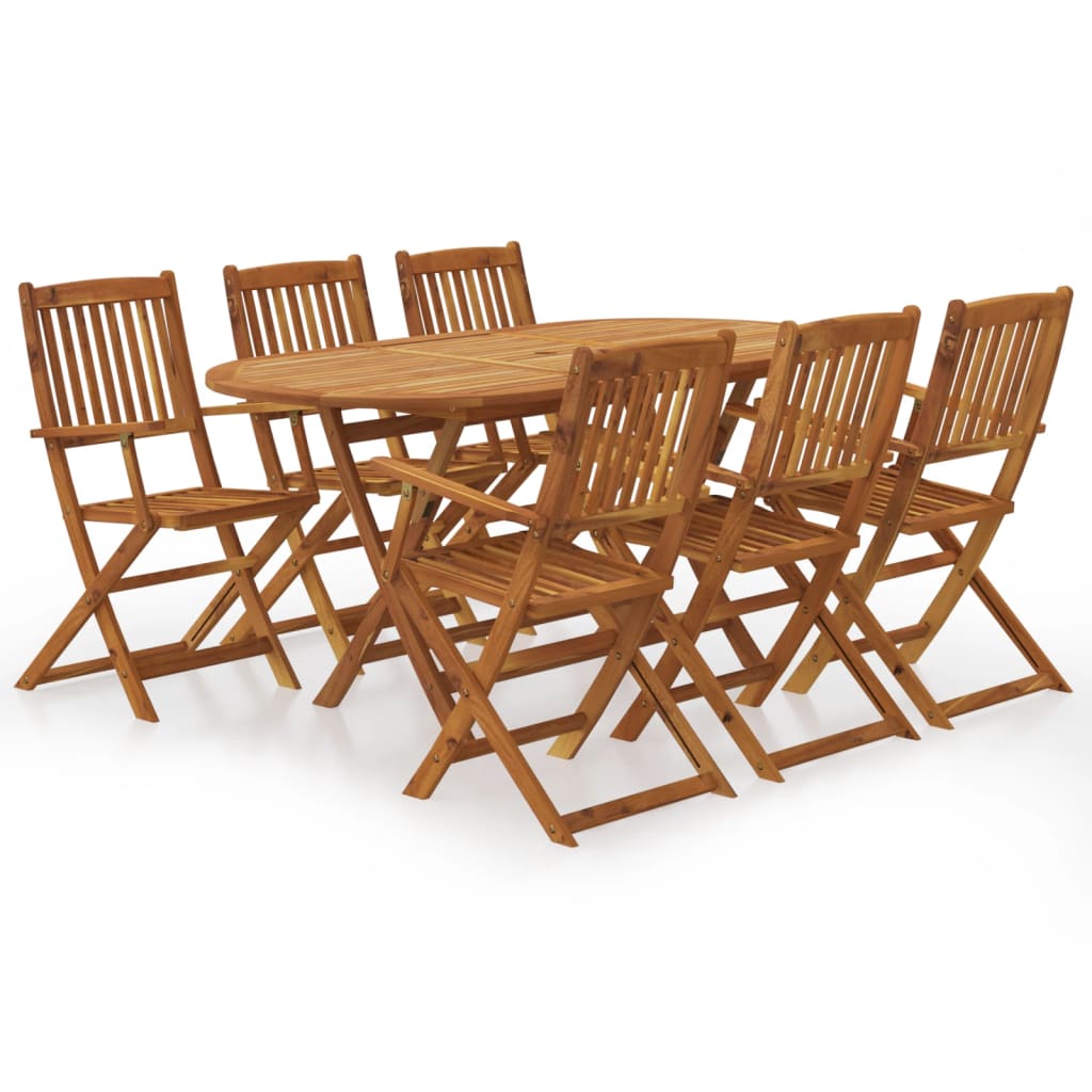 9 Piece Folding Outdoor Dining Set Solid Acacia Wood