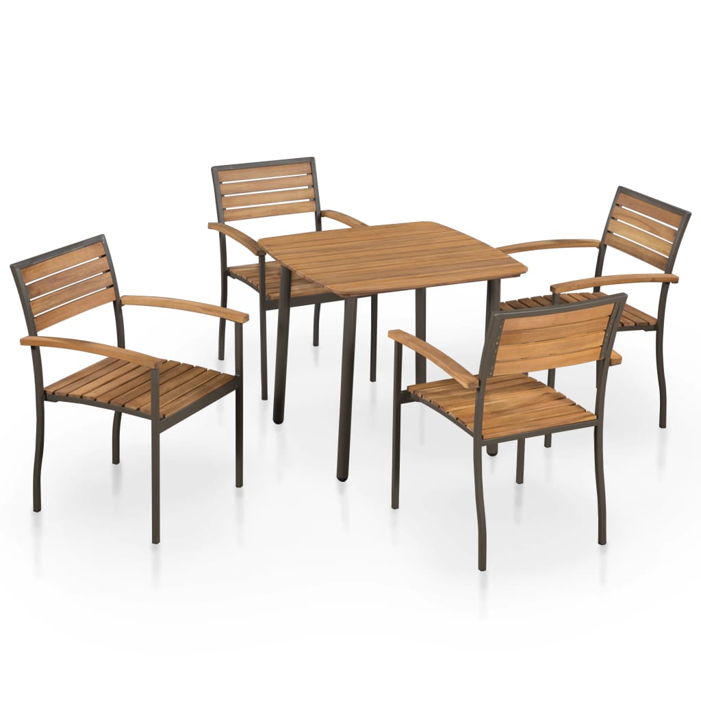 7 Piece Outdoor Dining Set Solid Acacia Wood And Steel