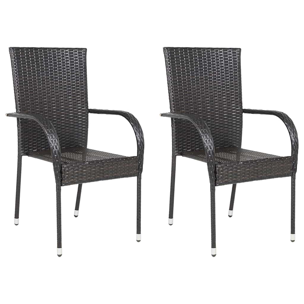 Stackable Outdoor Chairs 2 Pcs Poly Rattan