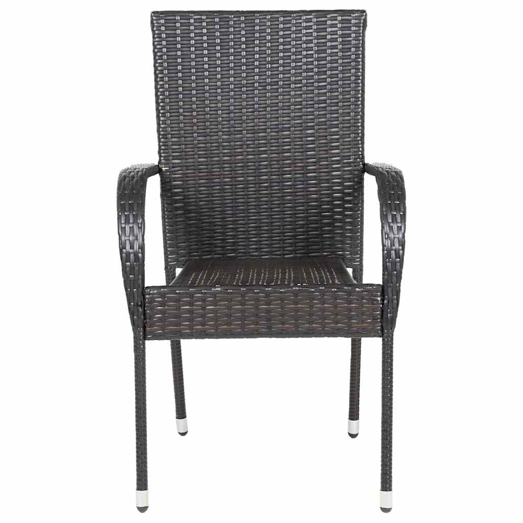 Stackable Outdoor Chairs 2 Pcs Poly Rattan