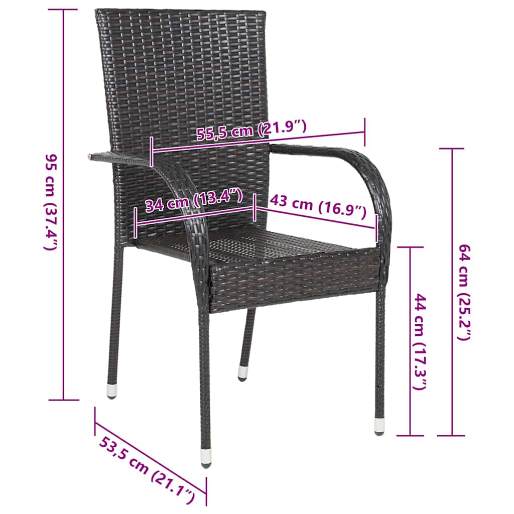 Stackable Outdoor Chairs 2 Pcs Poly Rattan