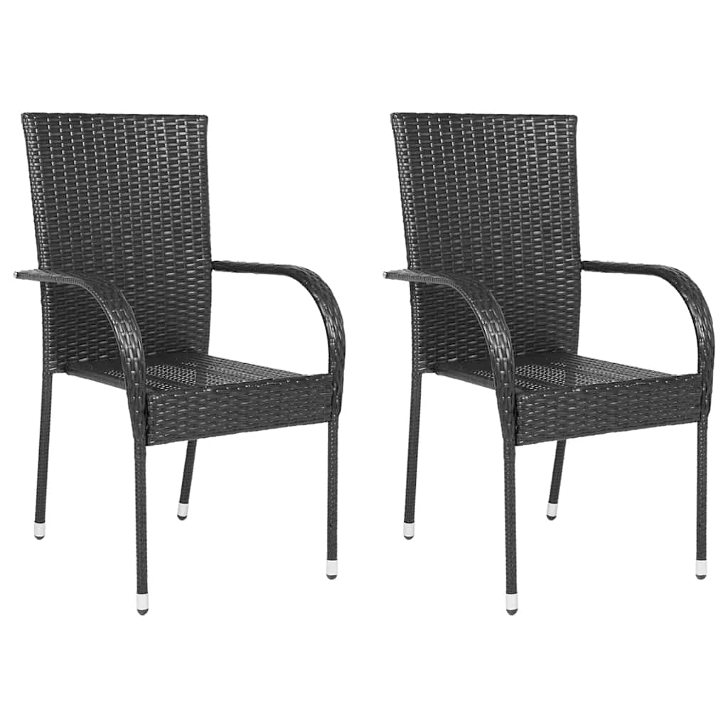 Stackable Outdoor Chairs 2 Pcs Poly Rattan