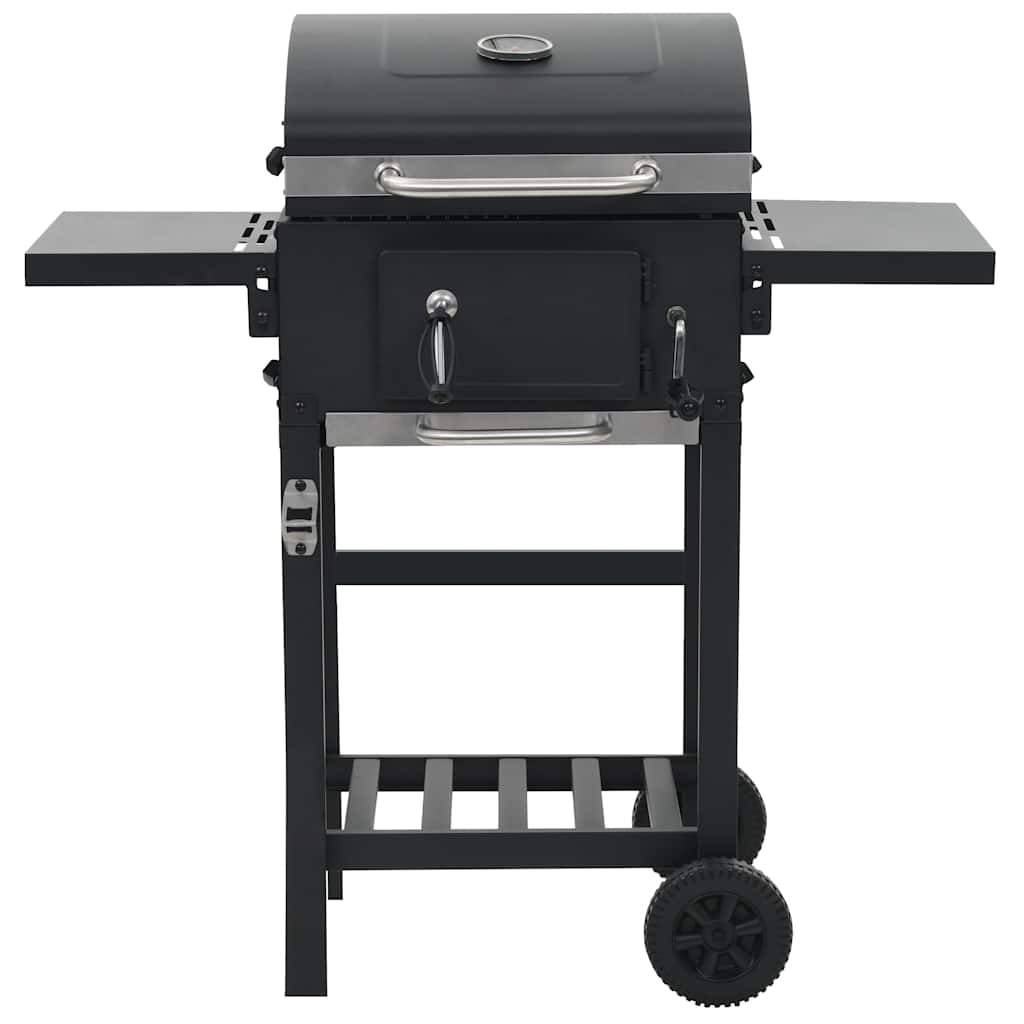 Charcoal-Fueled Bbq Grill With Bottom Shelf Black