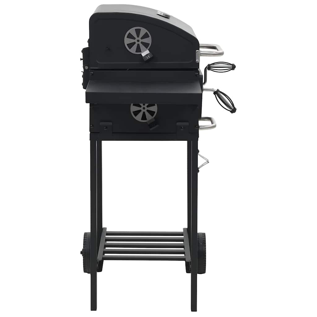 Charcoal-Fueled Bbq Grill With Bottom Shelf Black