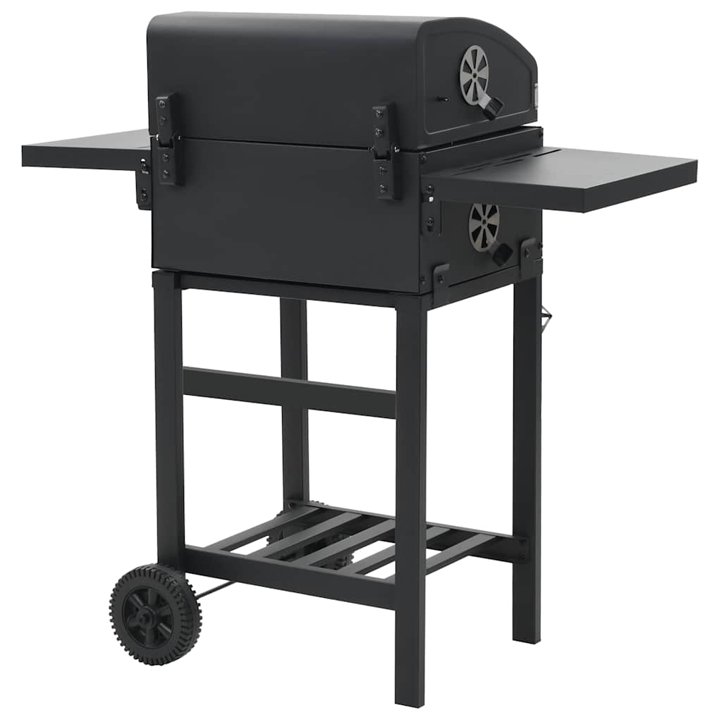 Charcoal-Fueled Bbq Grill With Bottom Shelf Black