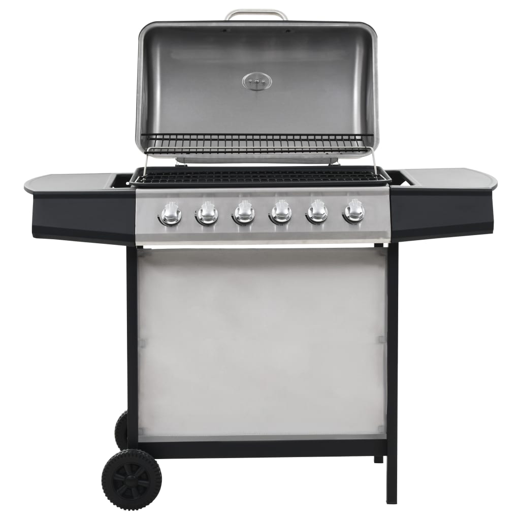 Gas Bbq Grill With 6 Cooking Zones Stainless Steel Silver