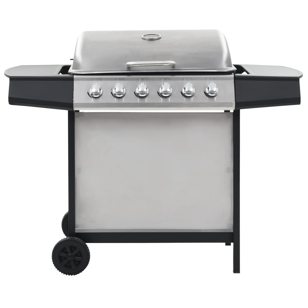 Gas Bbq Grill With 6 Cooking Zones Stainless Steel Silver