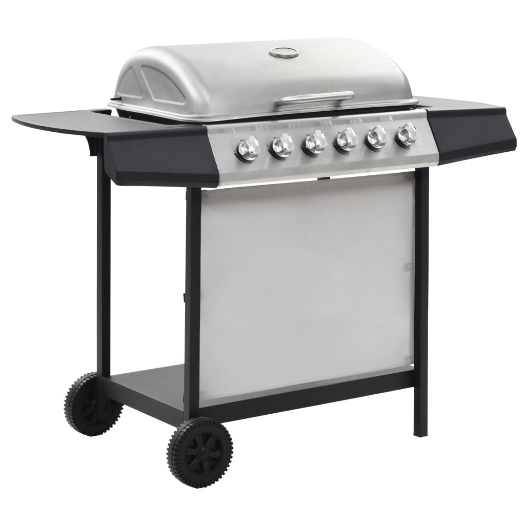 Gas Bbq Grill With 6 Cooking Zones Stainless Steel Silver
