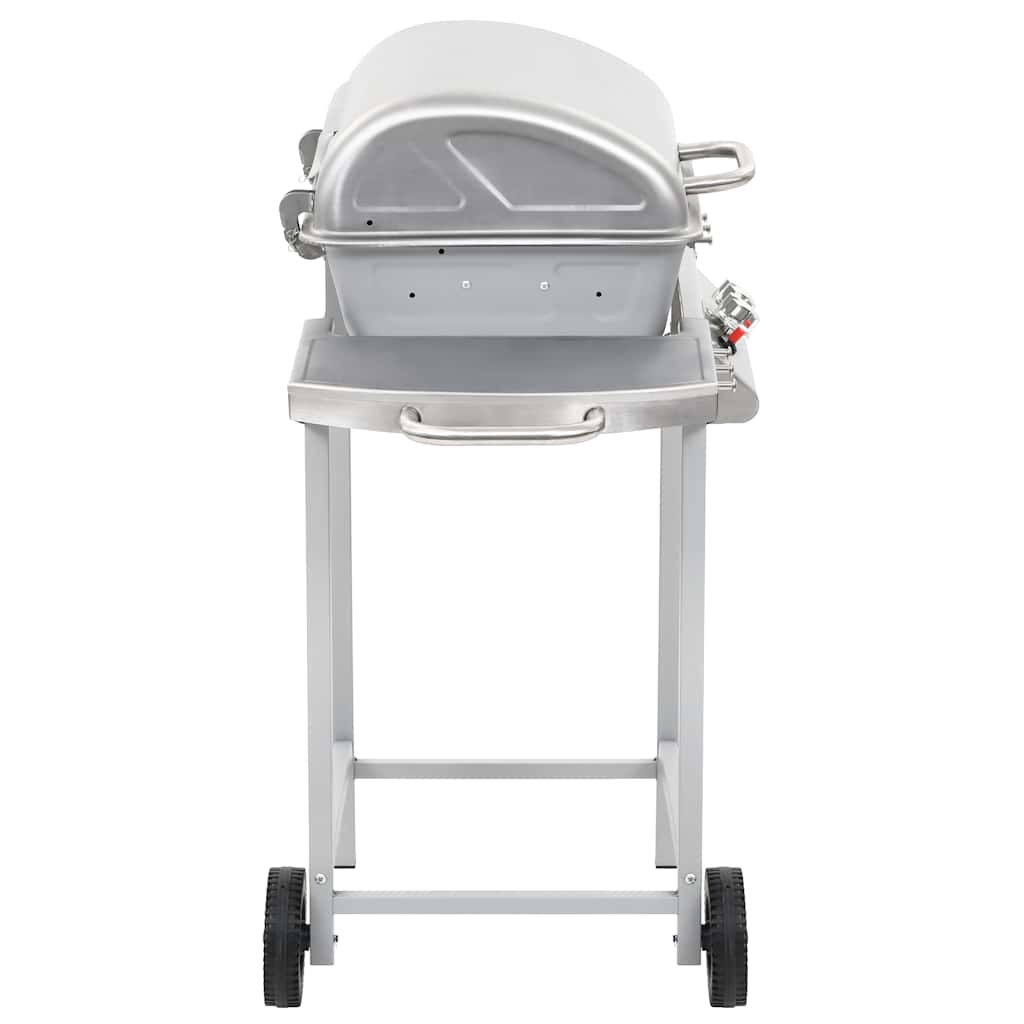 Gas Bbq Grill With 2 Cooking Zones Silver Stainless Steel