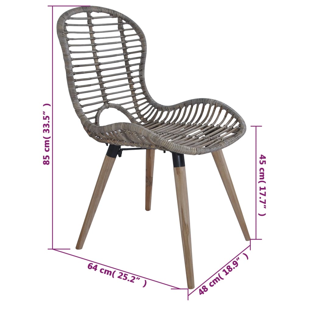 Dining Chairs 4 Pcs Natural Rattan