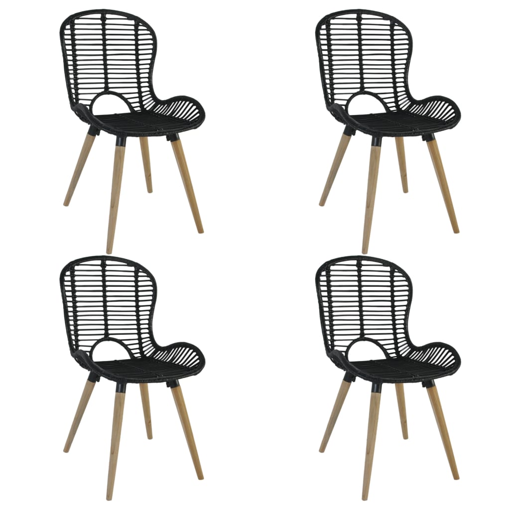 Dining Chairs 4 Pcs Natural Rattan