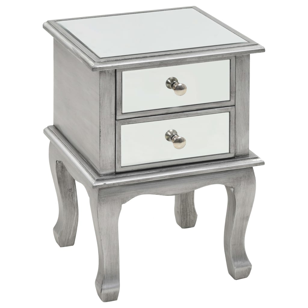 Mirrored Nightstand Mdf And Glass 34.5X30X50 Cm