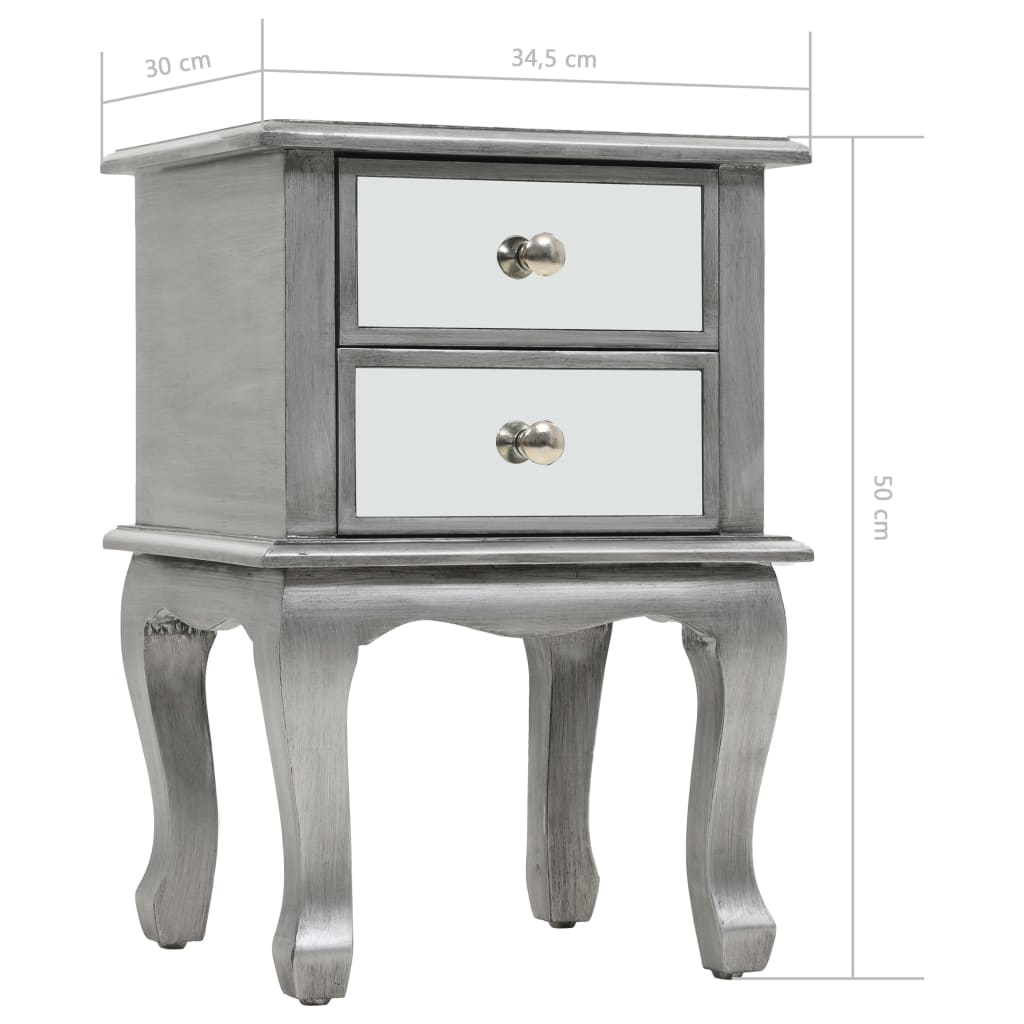Mirrored Nightstand Mdf And Glass 34.5X30X50 Cm