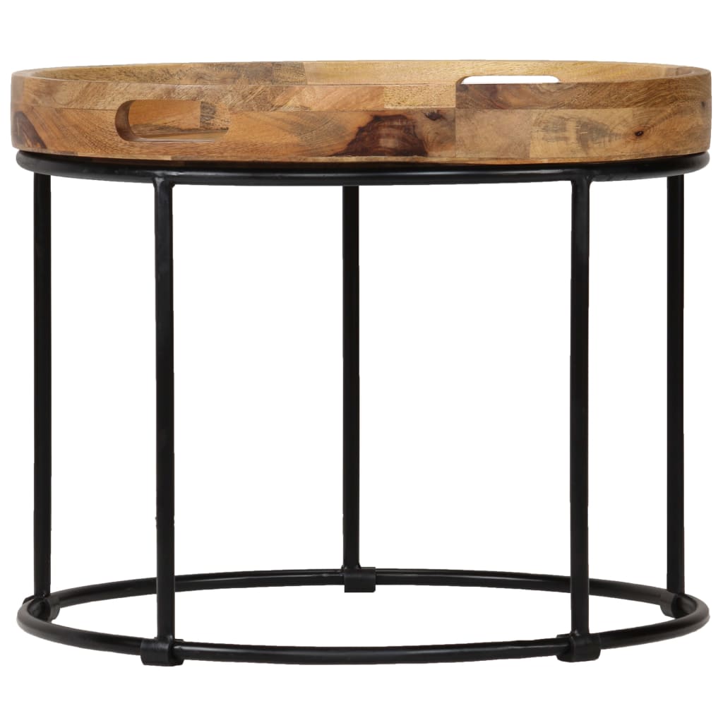 Coffee Table Solid Mange Wood And Steel 50X40 Cm