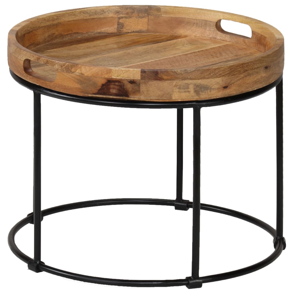 Coffee Table Solid Mange Wood And Steel 50X40 Cm