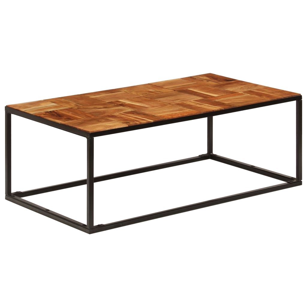 Coffee Table 110X60X40 Cm Solid Acacia Wood And Steel