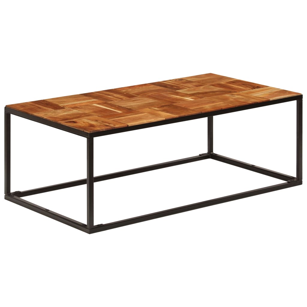 Coffee Table 110X60X40 Cm Solid Acacia Wood And Steel