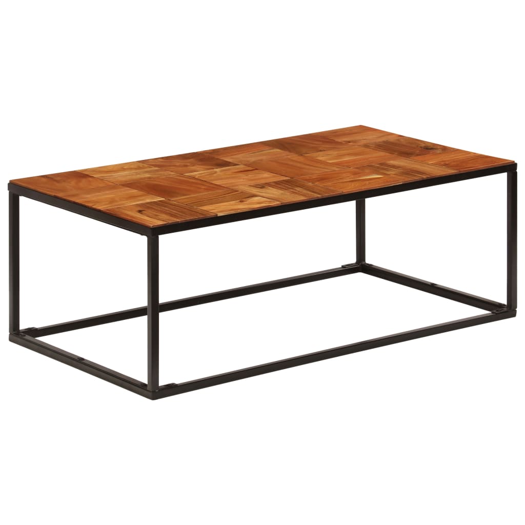 Coffee Table 110X60X40 Cm Solid Acacia Wood And Steel
