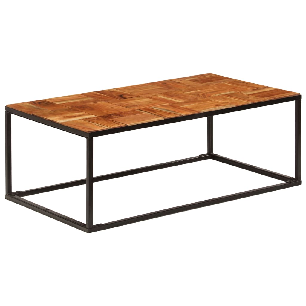 Coffee Table 110X60X40 Cm Solid Acacia Wood And Steel