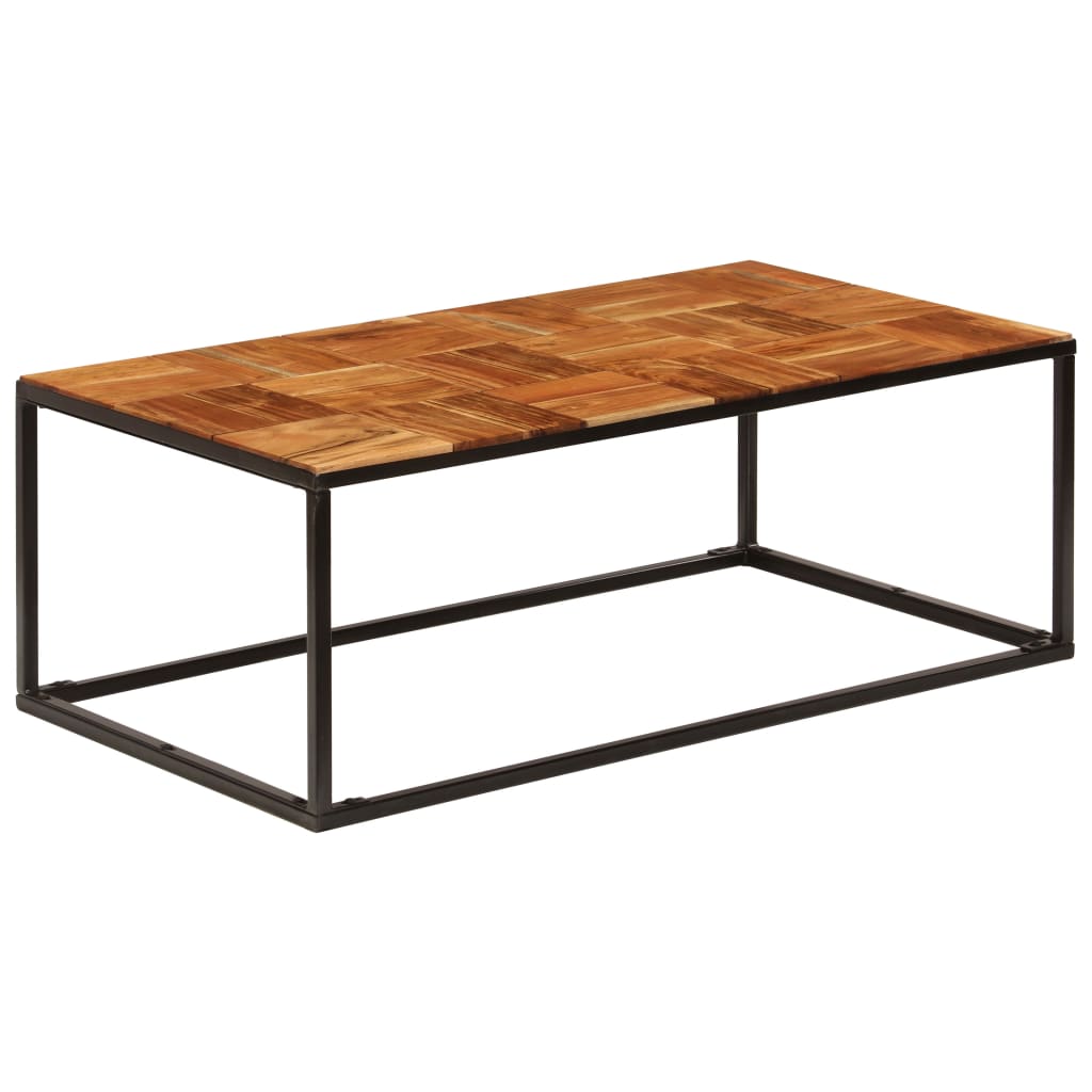 Coffee Table 110X60X40 Cm Solid Acacia Wood And Steel