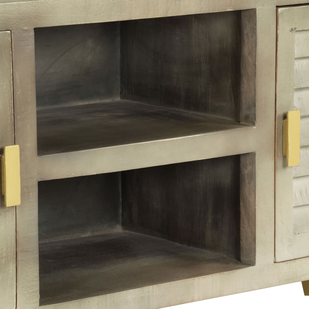 Tv Cabinet Solid Mango Wood Grey With Brass 110X30X48 Cm