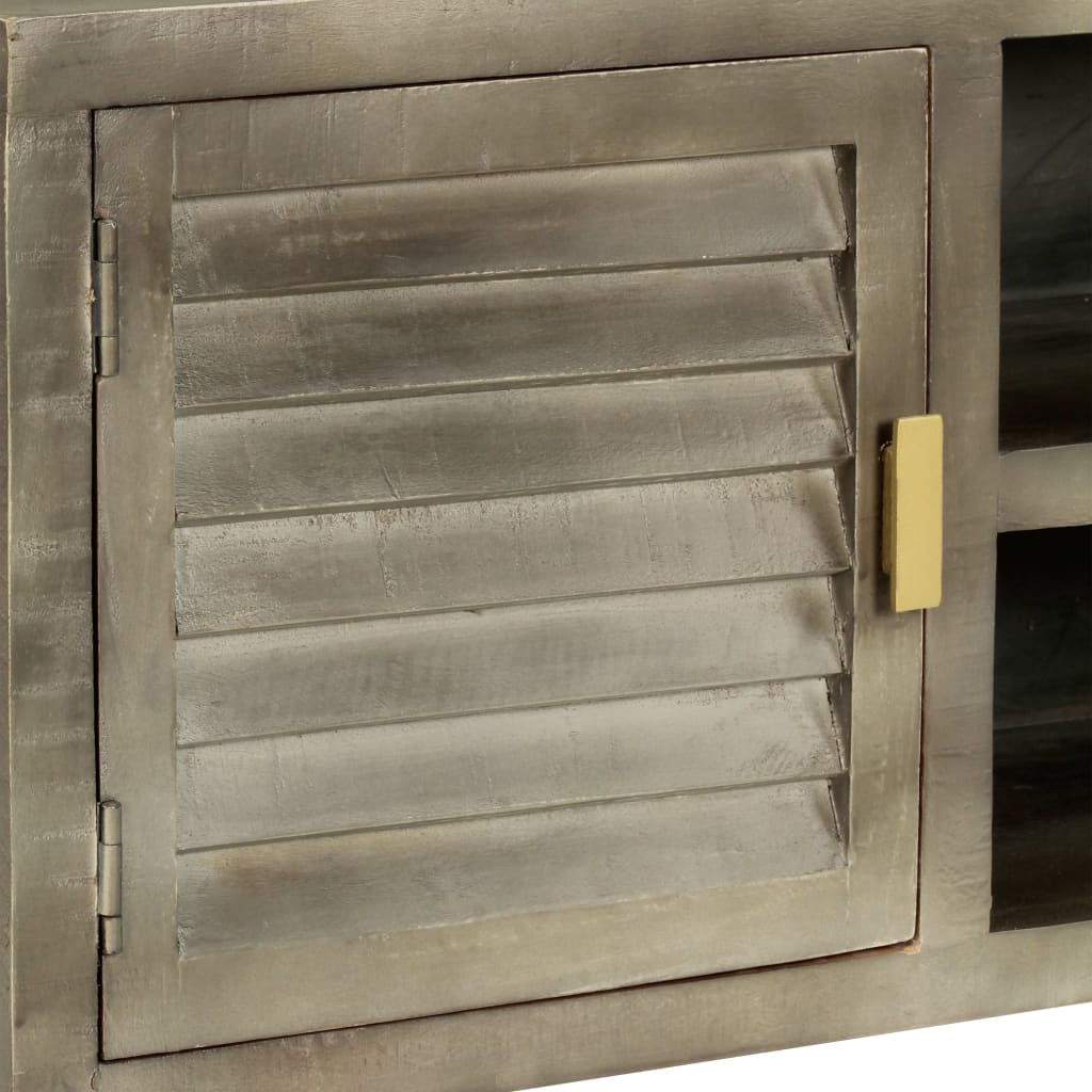 Tv Cabinet Solid Mango Wood Grey With Brass 110X30X48 Cm