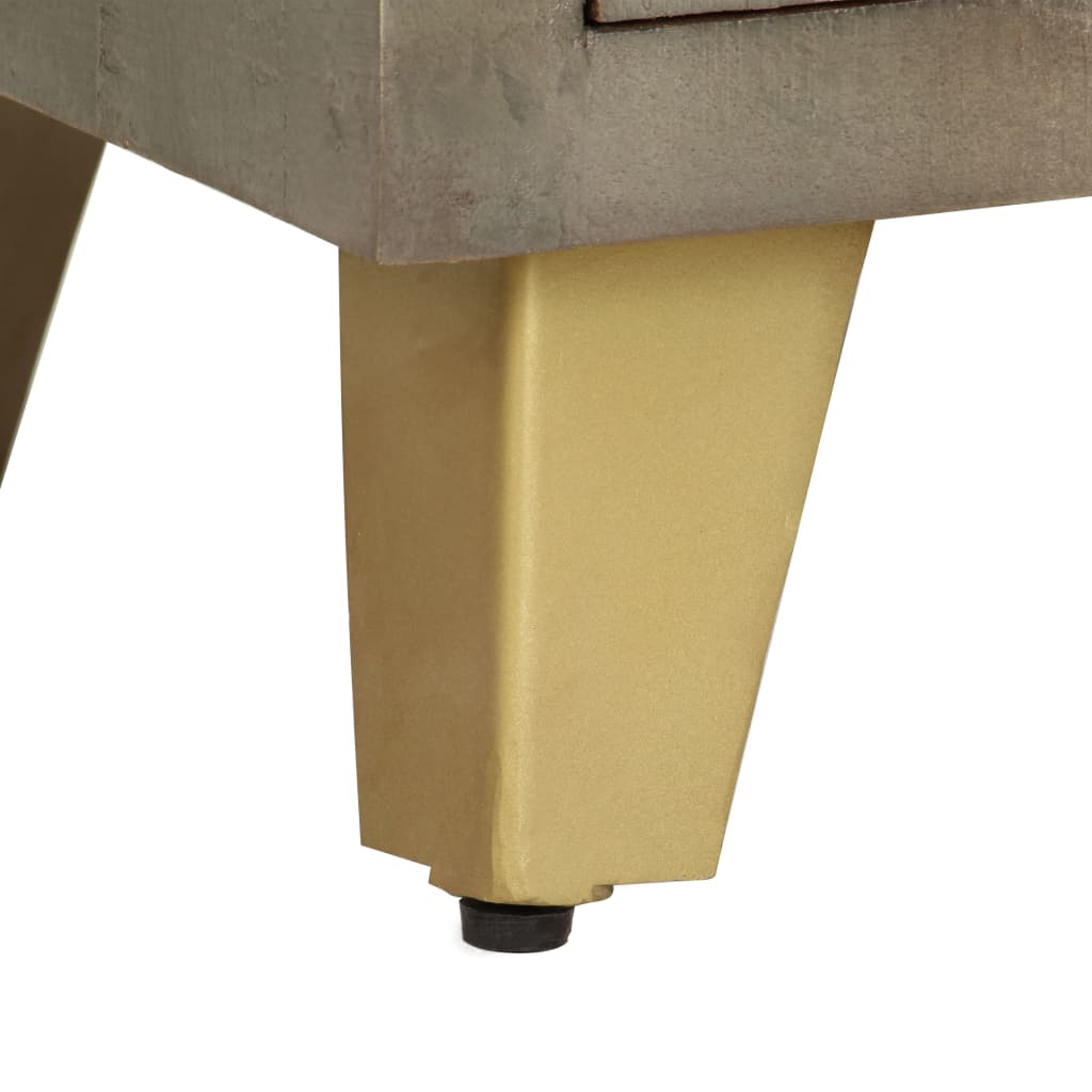 Tv Cabinet Solid Mango Wood Grey With Brass 110X30X48 Cm