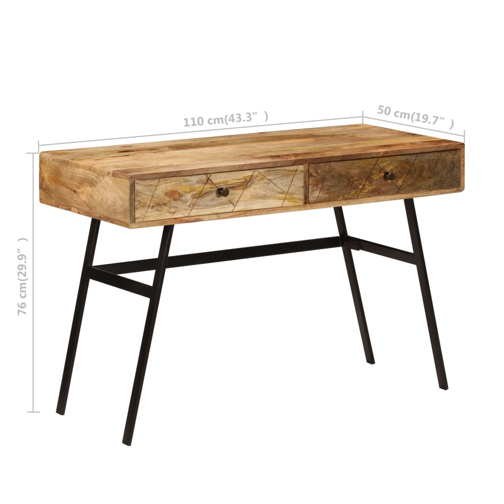 Writing Desk With Drawers Solid Mango Wood 110X50X76 Cm