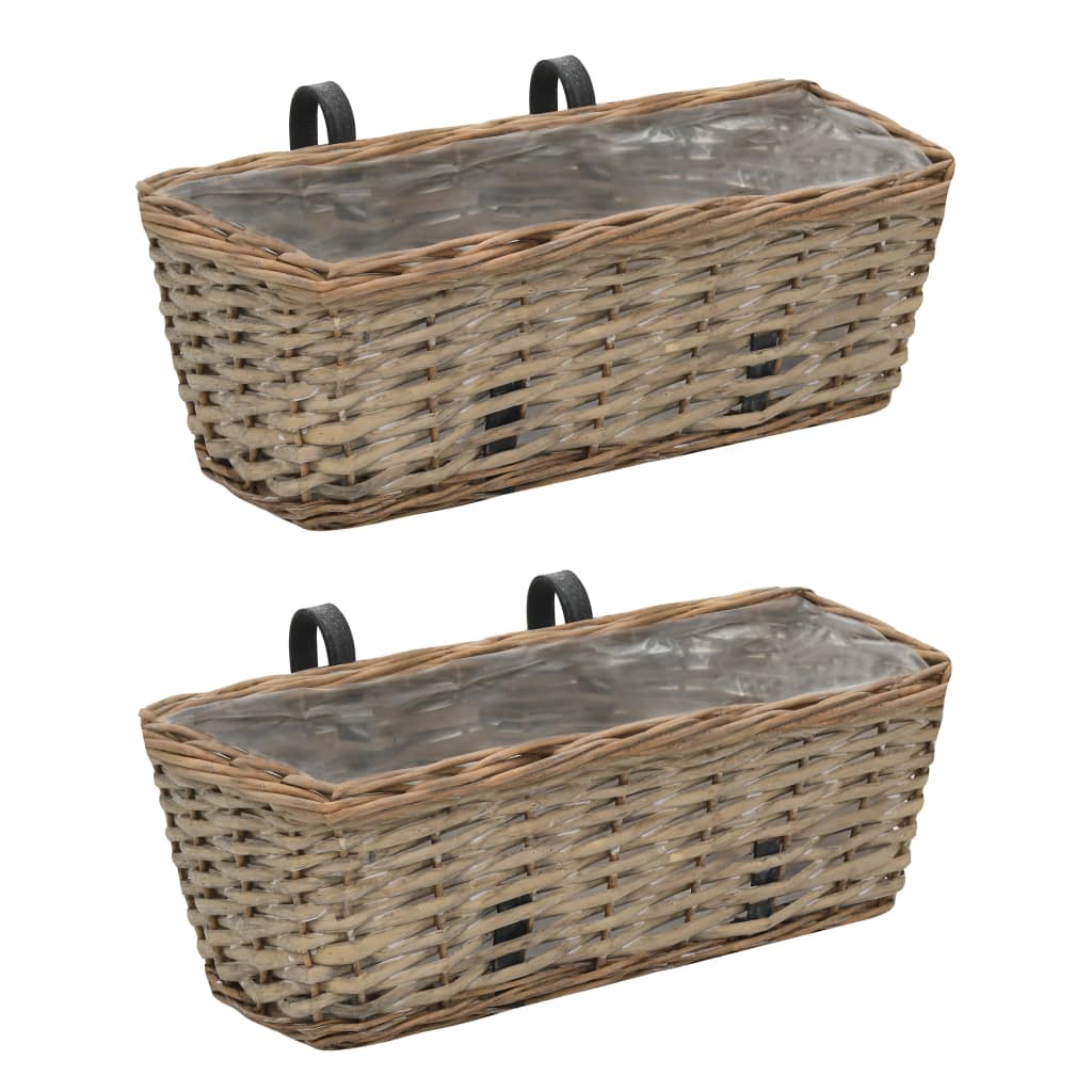 Balcony Planter 2 Pcs Wicker With Pe Lining 80 Cm