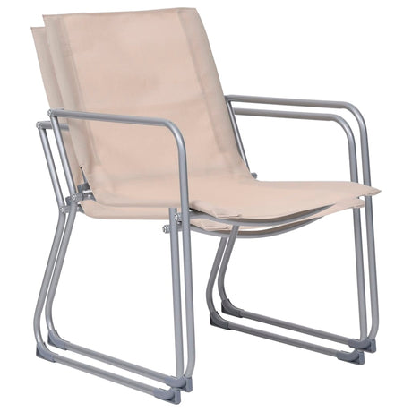 4 Piece Garden Lounge Set Fabric & Steel Cream