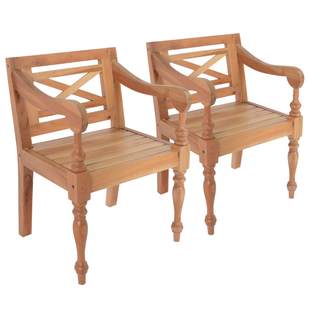 Batavia Chairs 2 Pcs Solid Mahogany Wood