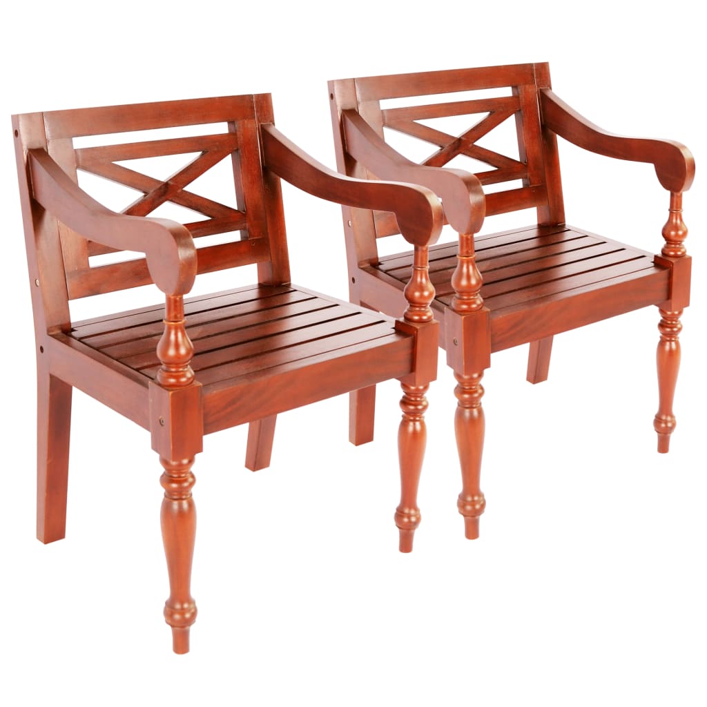 Batavia Chairs 2 Pcs Solid Mahogany Wood