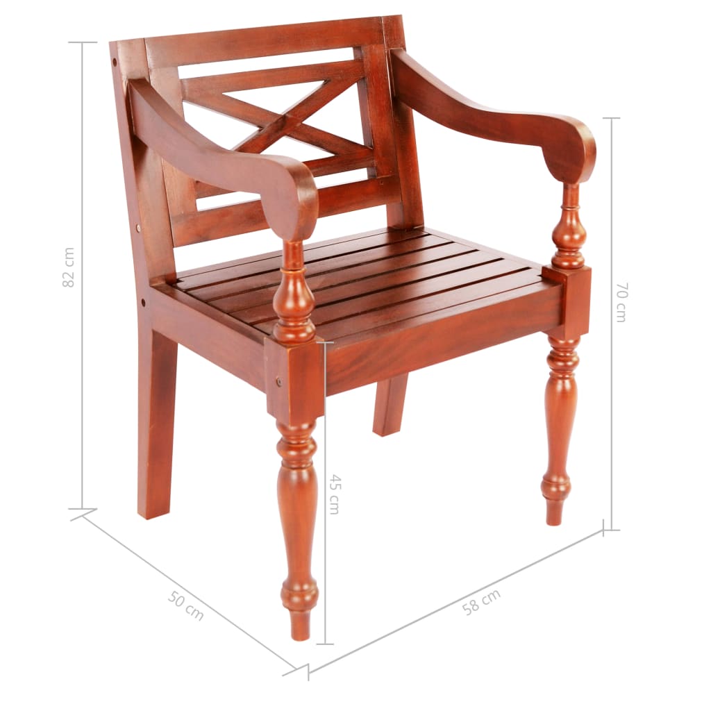 Batavia Chairs 2 Pcs Solid Mahogany Wood