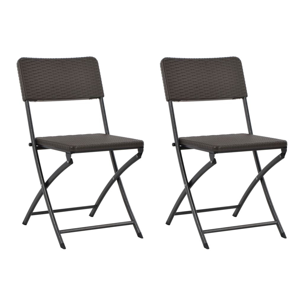 Folding Garden Chairs 4 Pcs Hdpe And Steel Brown