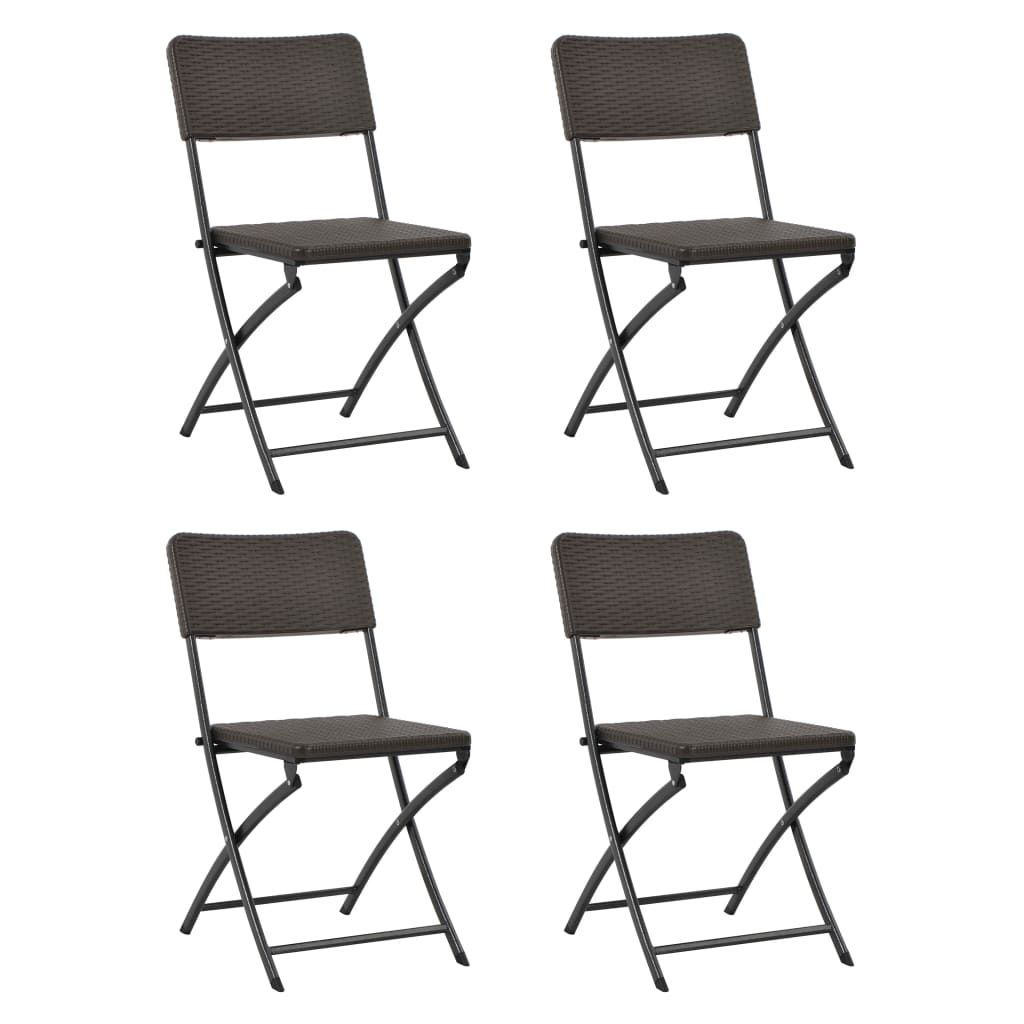 Folding Garden Chairs 4 Pcs Hdpe And Steel Brown