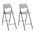 Folding Bar Chairs 2 Pcs Hdpe And Steel White