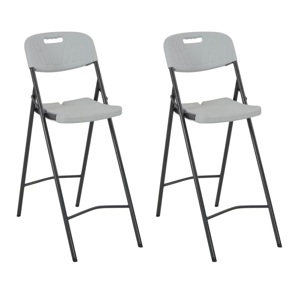 Folding Bar Chairs 2 Pcs Hdpe And Steel White