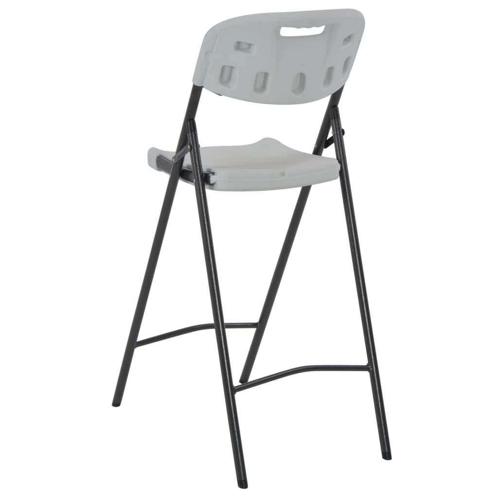 Folding Bar Chairs 2 Pcs Hdpe And Steel White