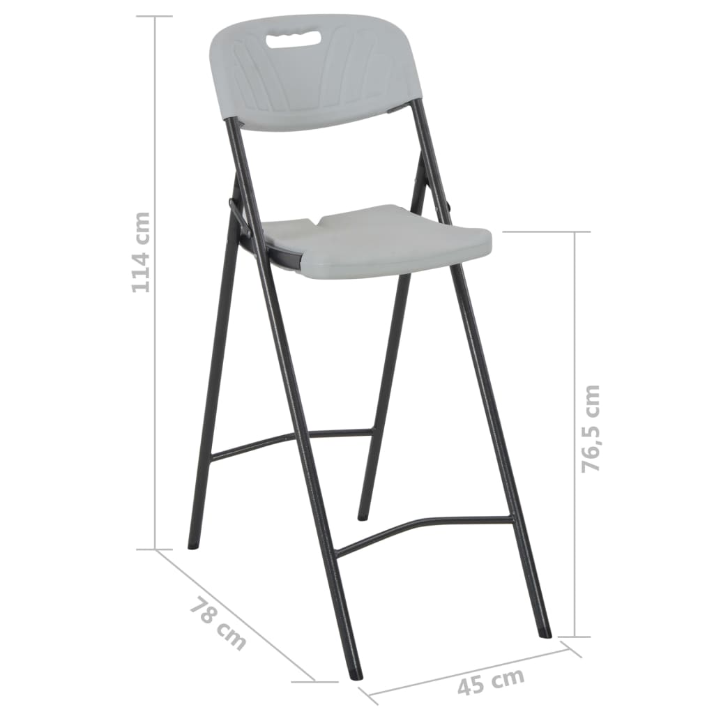 Folding Bar Chairs 2 Pcs Hdpe And Steel White