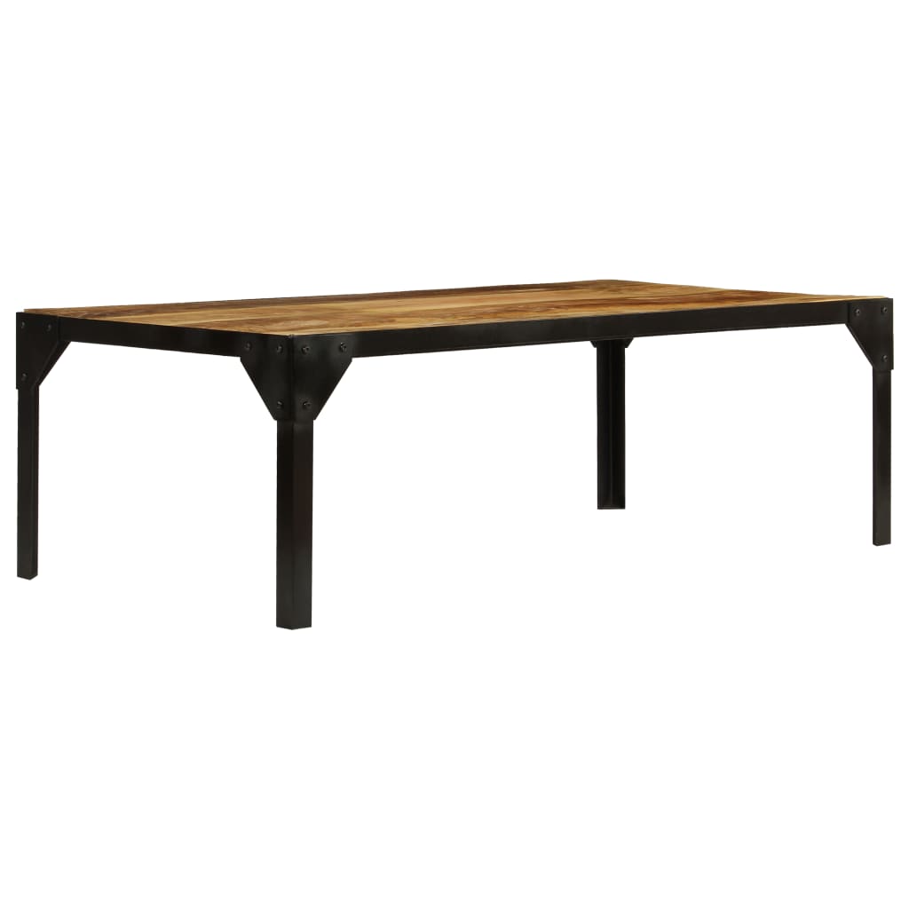 Coffee Table Solid Rough Mango Wood And Steel 110 Cm