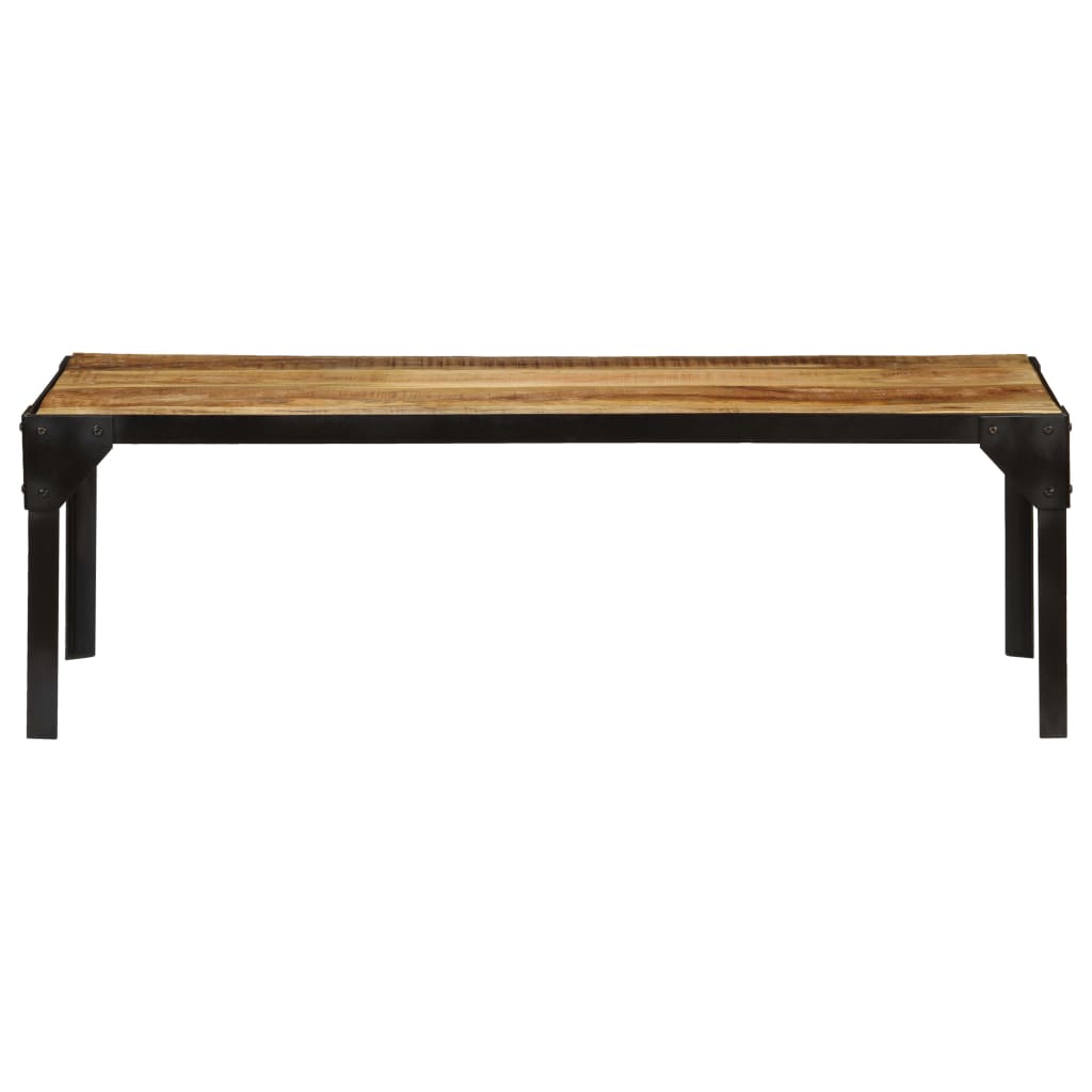 Coffee Table Solid Rough Mango Wood And Steel 110 Cm